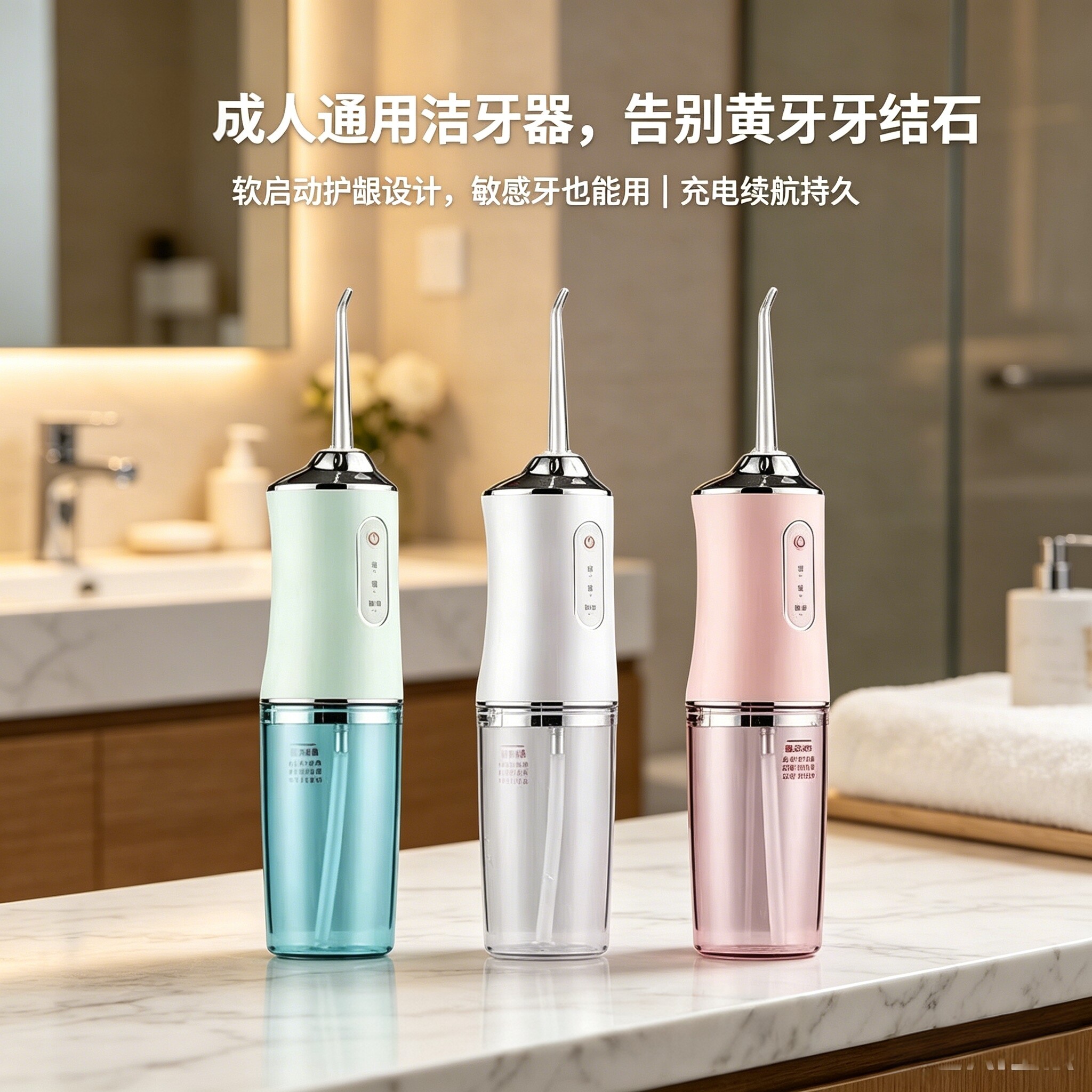大容量长续航冲牙器三档调压水牙线随身便携牙套牙齿清洁器