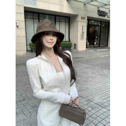 休闲运动套装白色修身长袖卫衣外套女开春穿搭抽绳阔腿长裤两件套
