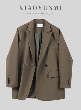 小云米西装外套女2024早秋新品女装休闲西服小个子咖色chic上衣女