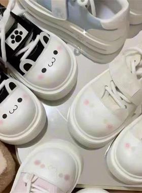 圆滚滚加绒宅系可爱软萌波特学院单鞋女冬季原创lolita学生帆布鞋