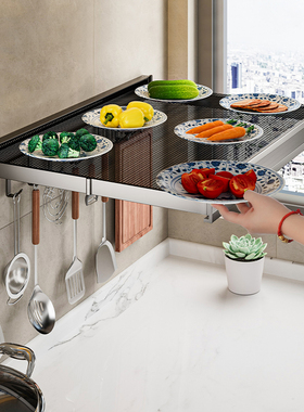 厨房可折叠备菜架壁挂式新型一体靠墙伸缩隐形置物架拐角收纳神器