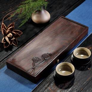 小茶盘 干泡台湿泡盘 黑檀木鸡翅莲蓬家用壶承茶托排水功夫小茶台