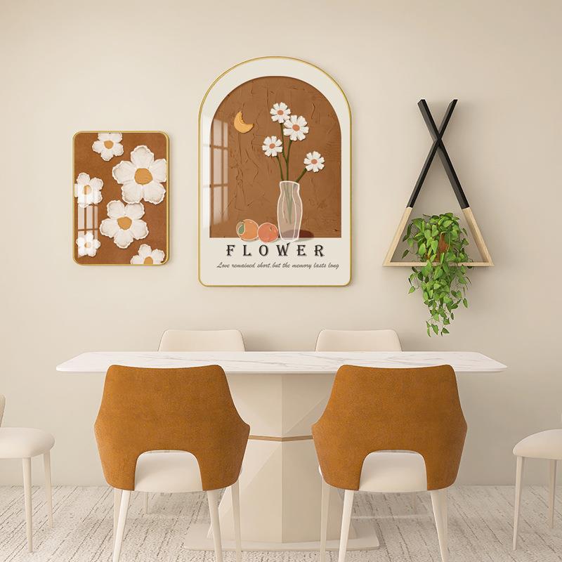 北欧油风奶HKC餐厅装饰画温馨暖色创意背画景面壁饭厅餐墙桌组合