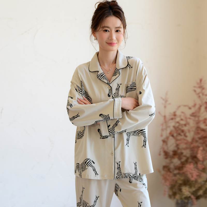 时尚纯棉高级感睡衣女春秋