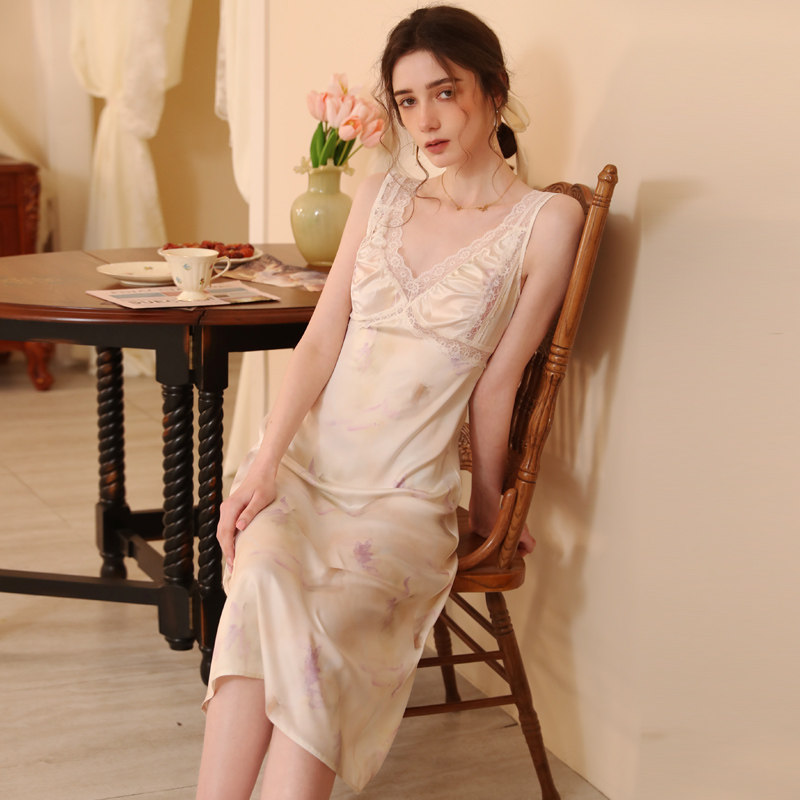 夏季法式女士蕾丝性感吊带睡裙女冰丝长款女款2026新款高级感睡衣