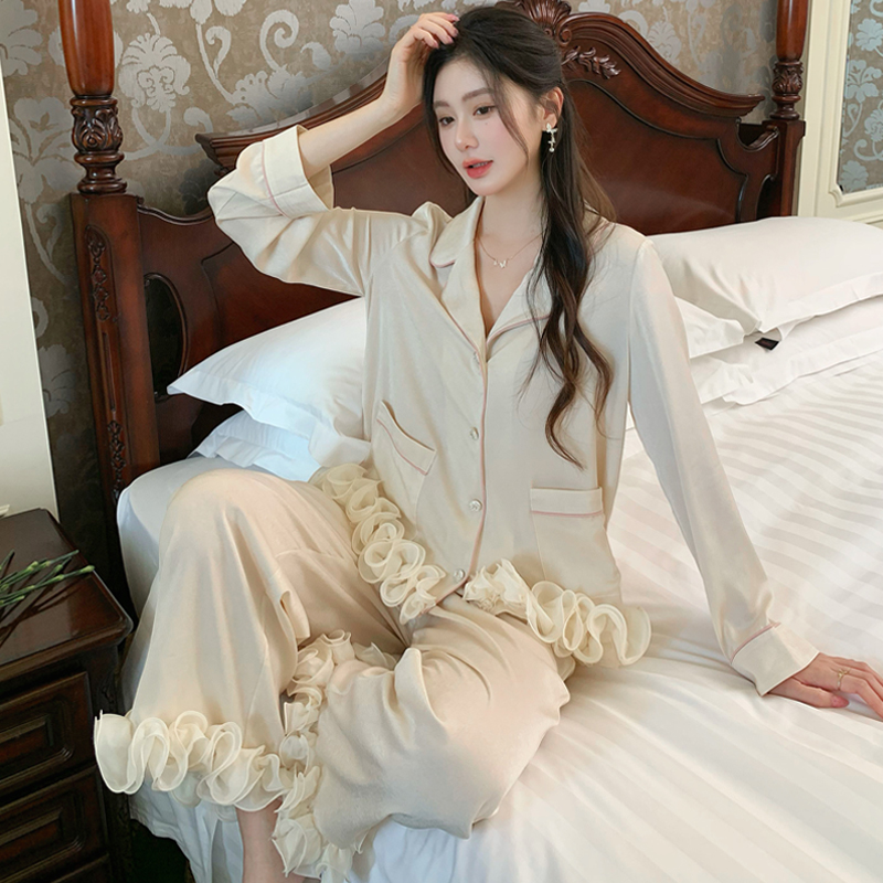 冰丝高级感甜美睡衣套装春夏秋