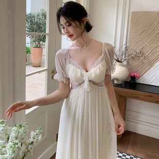 2025新款 女士网纱睡裙女夏凉快女款 带胸垫公主风蕾丝睡衣纯欲风裙