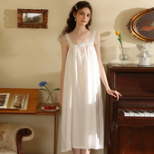 长裙夏 睡衣性感高级感长款 法式 宫廷风白色女士吊带睡裙女纯棉夏季