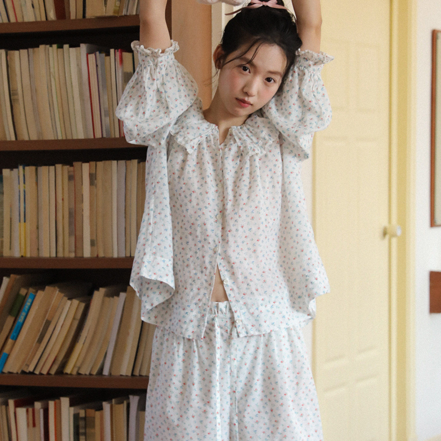 春秋女款碎花纯棉睡衣女2026新款少女绝美可爱可外穿家居服套装夏