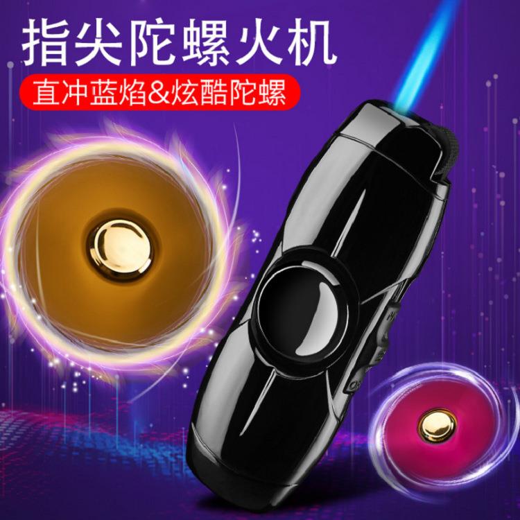 新款601直冲指尖陀螺充气打火机 旋转创意陀螺防风打火机工厂
