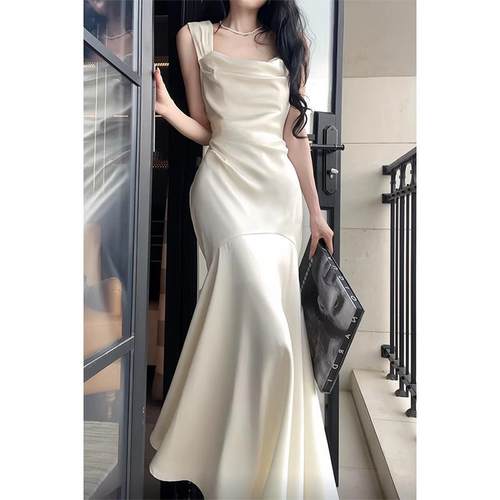 高级感缎面晚礼服裙大码女装气质