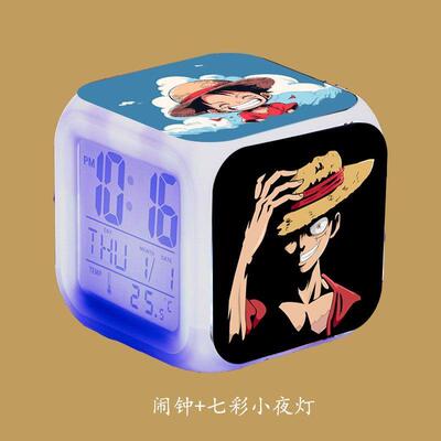 海贼王主题智能闹钟带七彩氛围灯助你轻松起床强力叫醒床头钟音乐