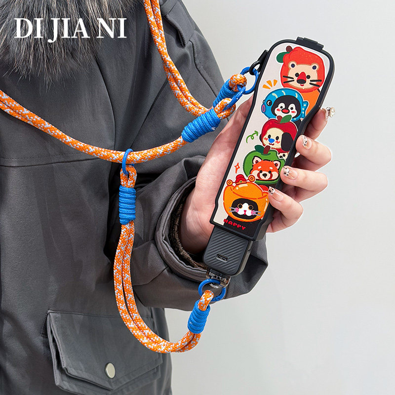 可爱头套家族适用DJI大疆pocket3保护壳翻盖口袋云台相机防摔刮防外壳带挂绳斜挎可背卡通女款手腕pt3保护套