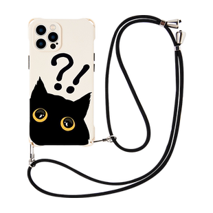 迪加尼黑猫头适用苹果16pro手机壳带挂绳斜挎iphone17promax可背13背带Air新款15挂脖12可爱14PM防摔11高级感