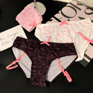 女夏季 女士棉裆日系蝴蝶结欲甜辣低腰三角裤 甜美 冰丝内裤 印花新款