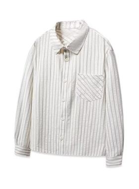 NICE LOOSE潮流新品个性竖条纹复古长袖衬衫港风休闲宽松情侣外穿