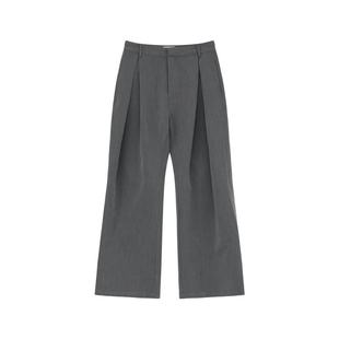 通勤休闲宽松设计感长裤 美式 LOOSE体工字褶A字廓形弯刀西裤 NICE