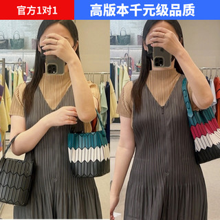 日本新款格子女包几何菱格单肩手提包时尚休闲轻便菜篮子小水桶包