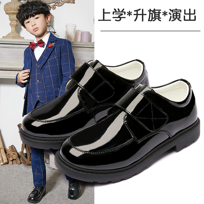男童黑色皮鞋黑皮鞋演出鞋表演鞋软底小学生儿童英伦风
