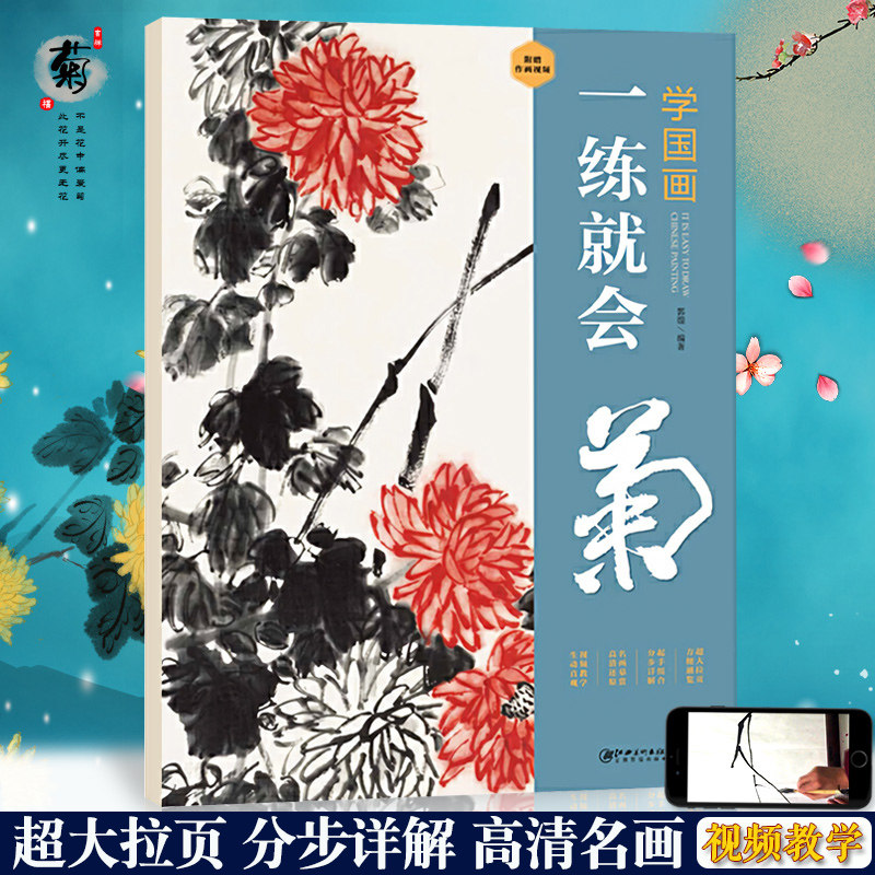 学国画一练就会菊 梅兰竹水墨国画写意画 视频同步骤解析零基础学国画