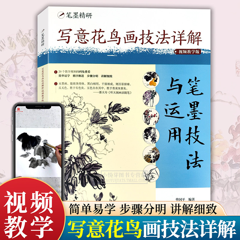 【附视频教学】笔墨技法与运用 写意花鸟画技法详解 单国平笔墨精研传统中国水墨花卉画零基础入门绘画技法教程临摹画册画稿画谱书,书籍/杂志/报纸,绘画（新）,淘宝优惠券,粉丝福利购,淘宝优惠卷