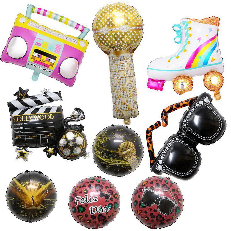 麦克风摄影机话筒造型铝膜气球酒吧迪厅生日派对派对装饰铝箔气球