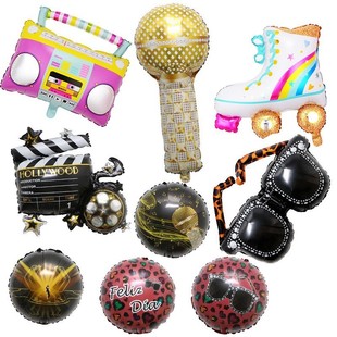 麦克风摄影机话筒造型铝膜气球酒吧迪厅生日派对派对装饰铝箔气球