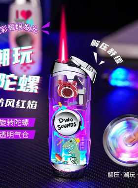 卡通指尖陀螺透明闪灯打火机礼物