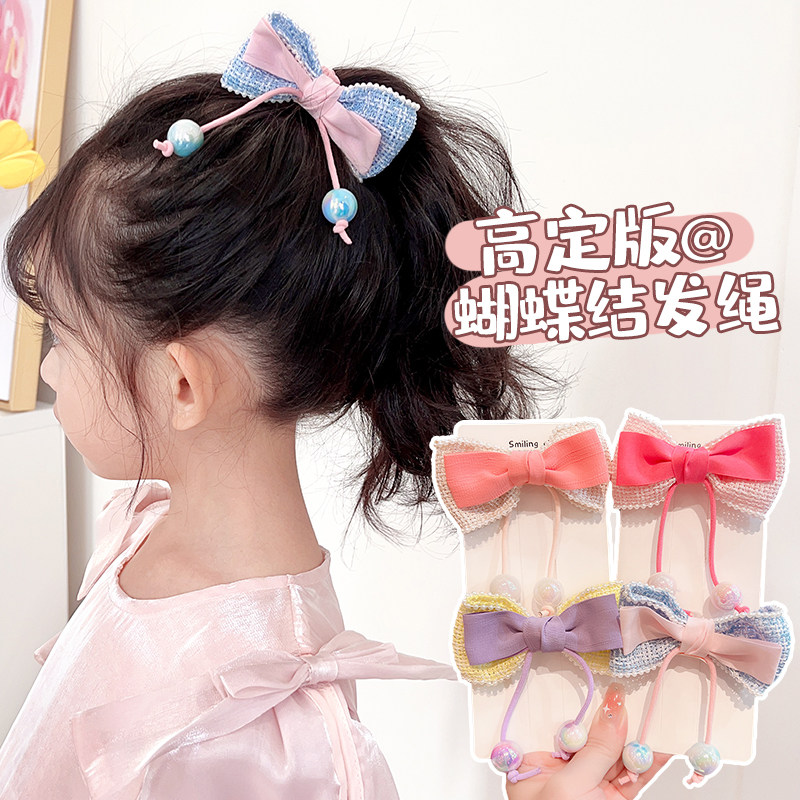 儿童蝴蝶结头绳扎马尾高颜值弹性不伤发圈宝宝新款女孩橡皮筋头饰