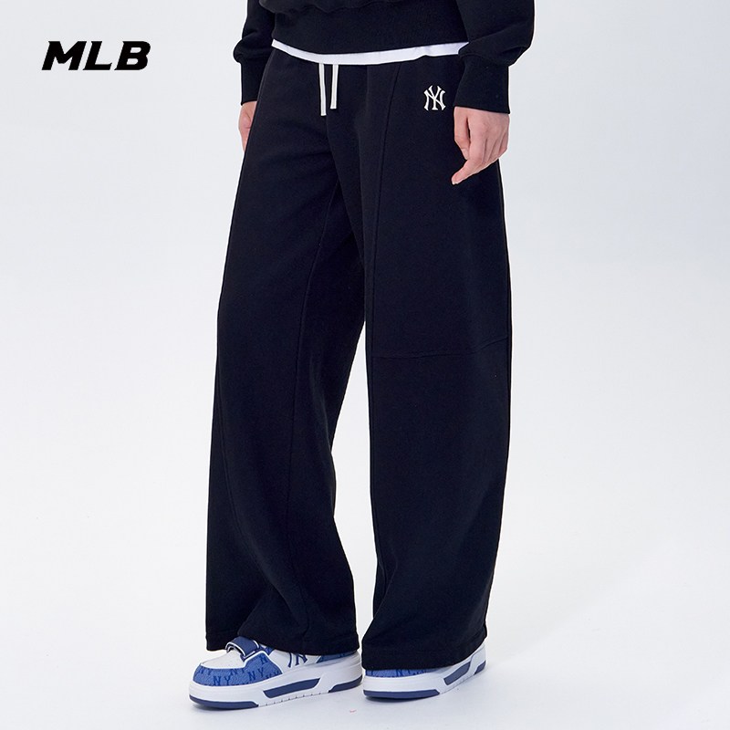 MLB官方 女款加绒时尚百搭抽绳阔腿运动休闲长裤25冬季新款PTB16
