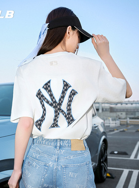 MLB官方 男女情侣老花大logo运动休闲时尚T恤短袖25夏季新款TSM06