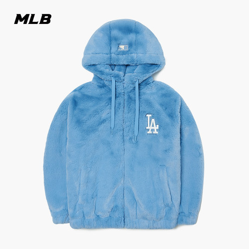 官方棉服毛绒连帽外套MLB