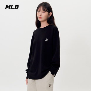 新款 MLB官方 T恤25秋季 休闲百搭长袖 TSB20 男女情侣纯色简约基础款