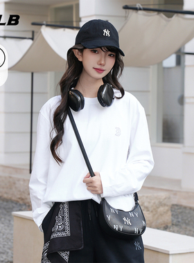 MLB官方 男女同款百搭纯色休闲小标凉感长袖T恤26春季新款TSB01