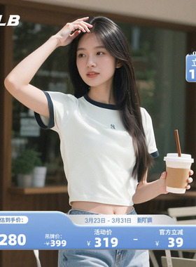MLB官方 女款百搭时尚潮流短款修身显瘦正肩T恤夏季新款TSB69