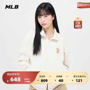 运动外套刺绣logo拉链衫 23秋季 男女情侣基础款 MLB官方 TRB10