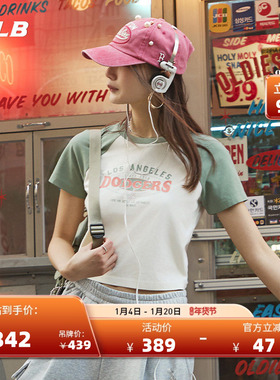 MLB官方 女款休闲复古胶片短款撞色休闲T恤25夏季新款TSV08
