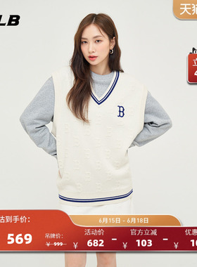 MLB官方 男女满印立体浮雕老花撞色针织背心舒适春夏KPM02
