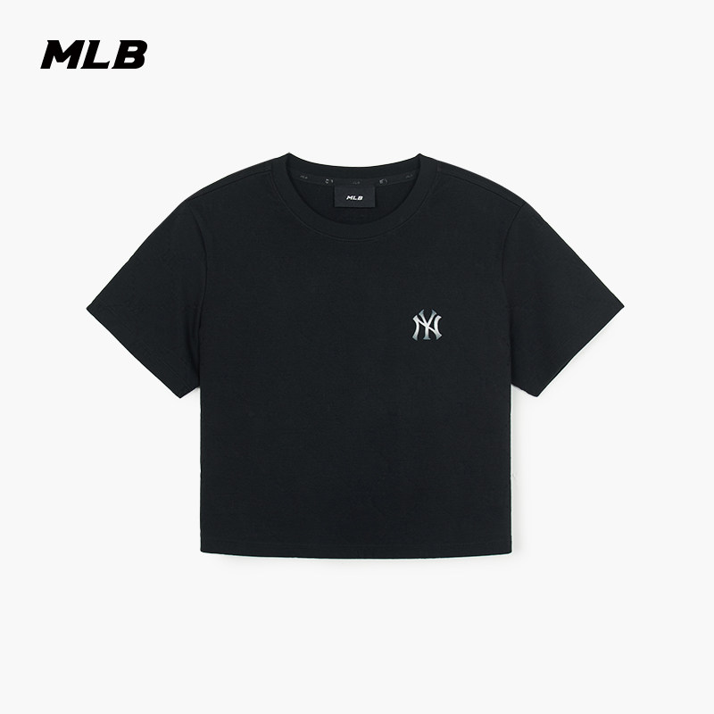 MLB官方 女款潮流舒适暗纹老花渐变刺绣LOGO修身短款短袖T恤TSM01图片