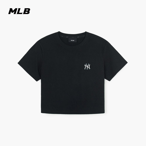 MLB官方 女款潮流舒适暗纹老花渐变刺绣LOGO修身短款短袖T恤TSM01