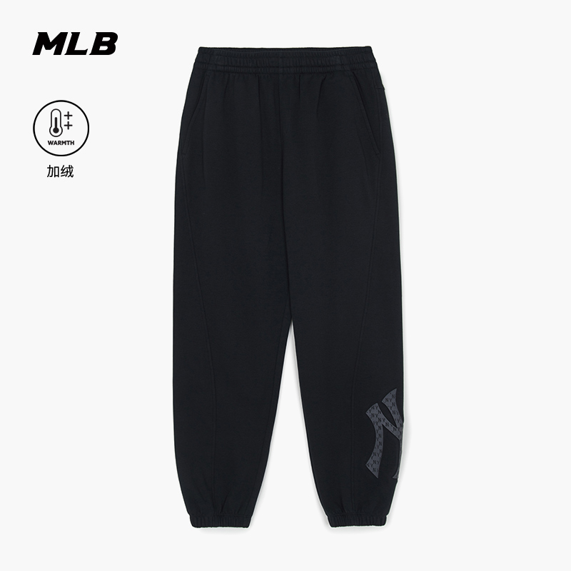 MLB官方 男女情侣复古老花保暖加绒运动休闲长裤25冬季新款PTM20