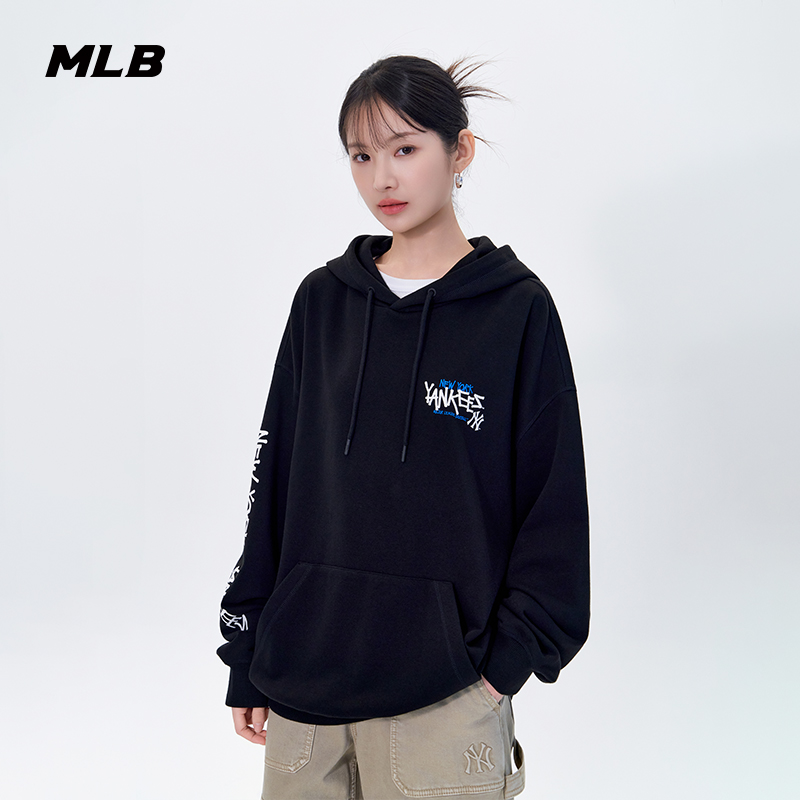 MLB官方 男女情侣时尚潮流字母印花运动连帽卫衣25秋季新款HDB14