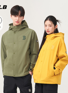 MLB官方 男女情侣时尚小logo防泼水连帽夹克外套25春夏新款WJB01