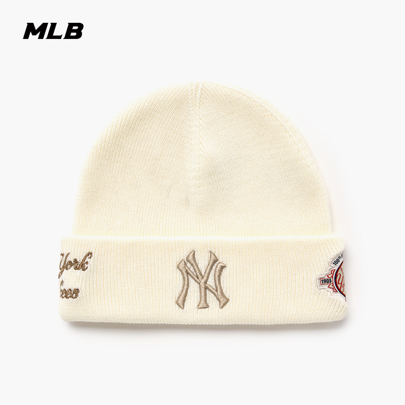 MLB官方 男女情侣时尚潮流图案复古百搭针织帽25秋季新款BNV05
