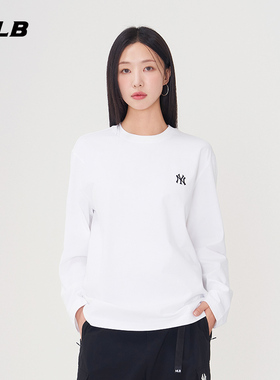 MLB官方 男女纯色简约时尚宽松圆领长袖T恤25秋冬新款TSB01/TSB10