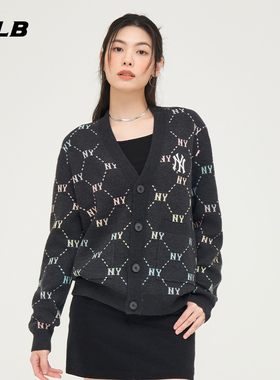 MLB官方情侣彩色钻石老花舒适针织开衫外套春夏KCM02/KCM01