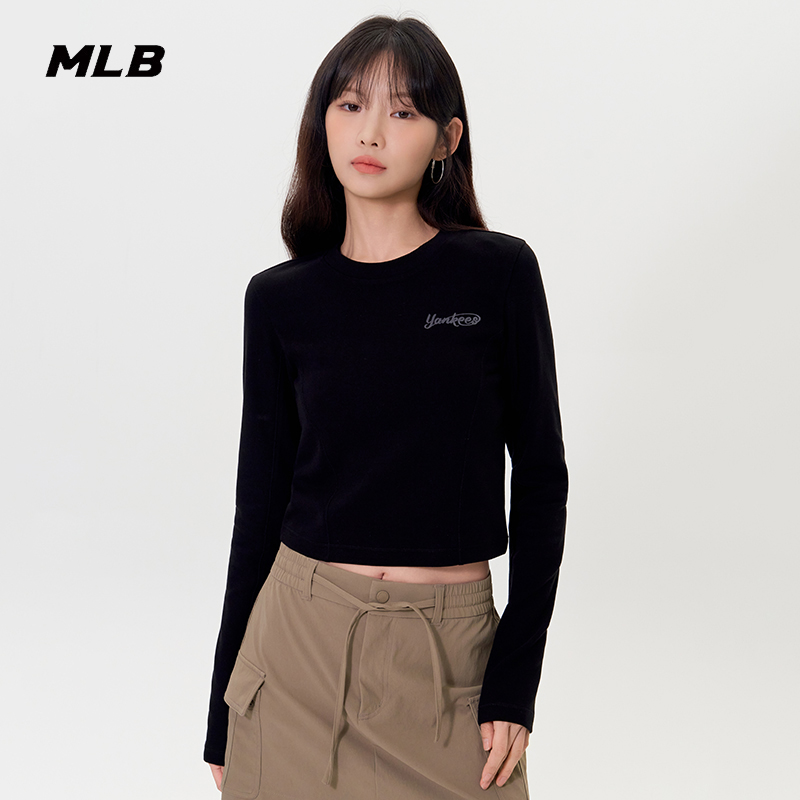 MLB官方 女款纯色精致小logo时尚修身短款卫衣25秋季新款MTB23