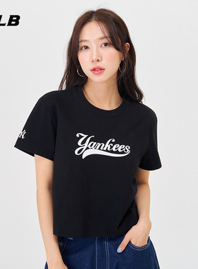 MLB官方 女款学院风短袖字母T恤休闲舒适TSV12/TSV10