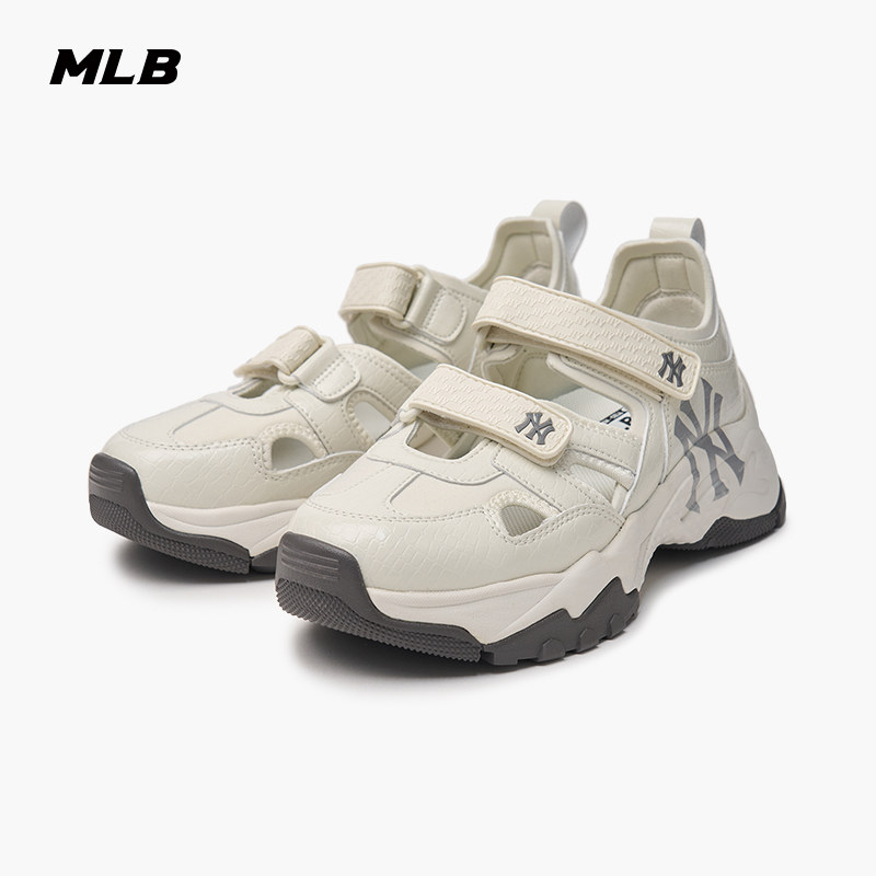 MLB官方男女同款情侣简约运动凉鞋复古厚底增高春夏SDBCL/SDCH1