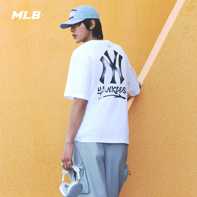 MLB男女情侣印花短袖T恤